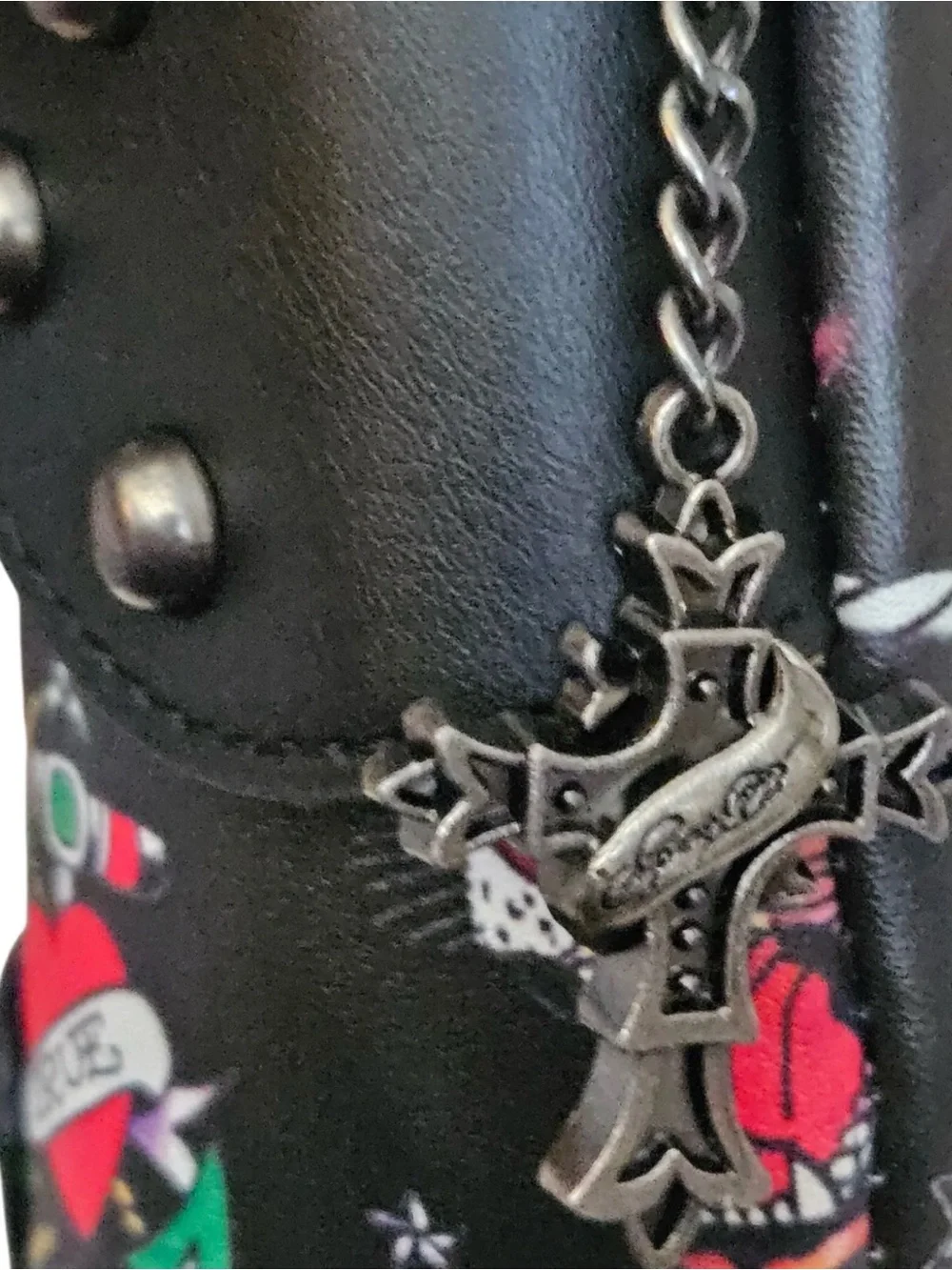 Ed Hardy Black Shoulder Bag with Red & White Skull Print